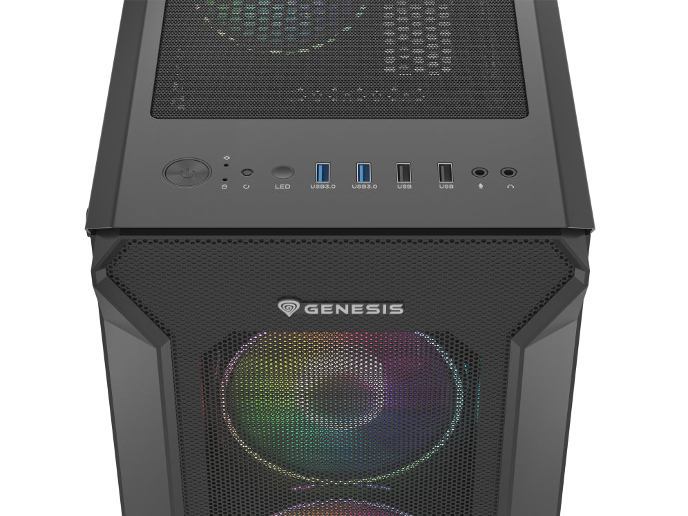 GENESIS Irid 505 ARGB Midi Tower Negro. Transparente