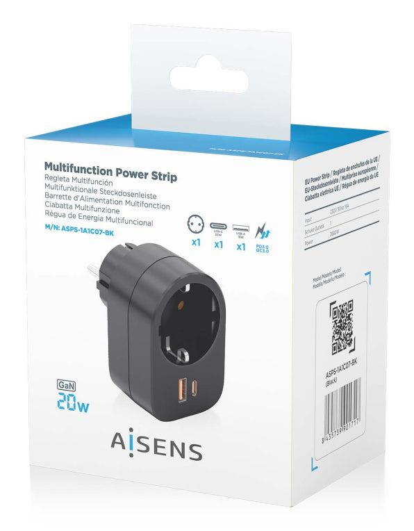 AISENS ASPS-1A1C07-BK cargador de dispositivo móvil Universal Corriente alterna Carga rápida Interior