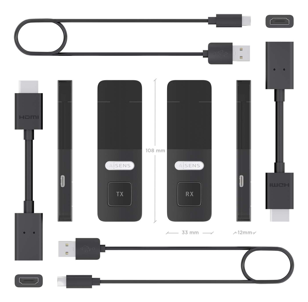 AISENS ASWL-H2K30M001-BK extensor audio/video Transmisor y receptor de señales AV - detalle