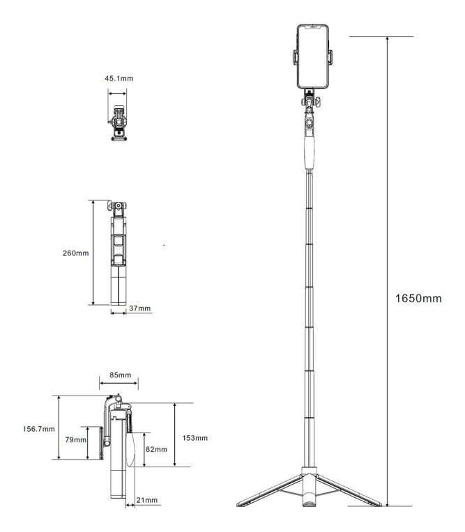 AISENS SS01ST-299 palo para autofotos Smartphone