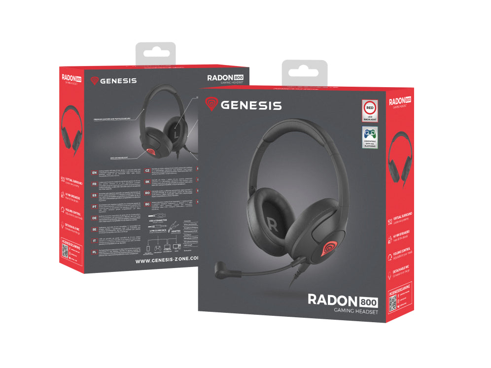 GENESIS Radon 800 Auriculares Alámbrico Diadema Juego USB tipo A Negro