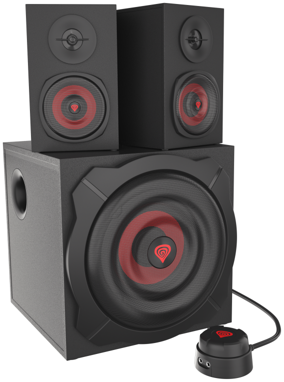 GENESIS Helium 610BT conjunto de altavoces 60 W PC/ordenador portátil Negro. Rojo 2.1 canales De 2 vías 30 W Bluetooth - detalle