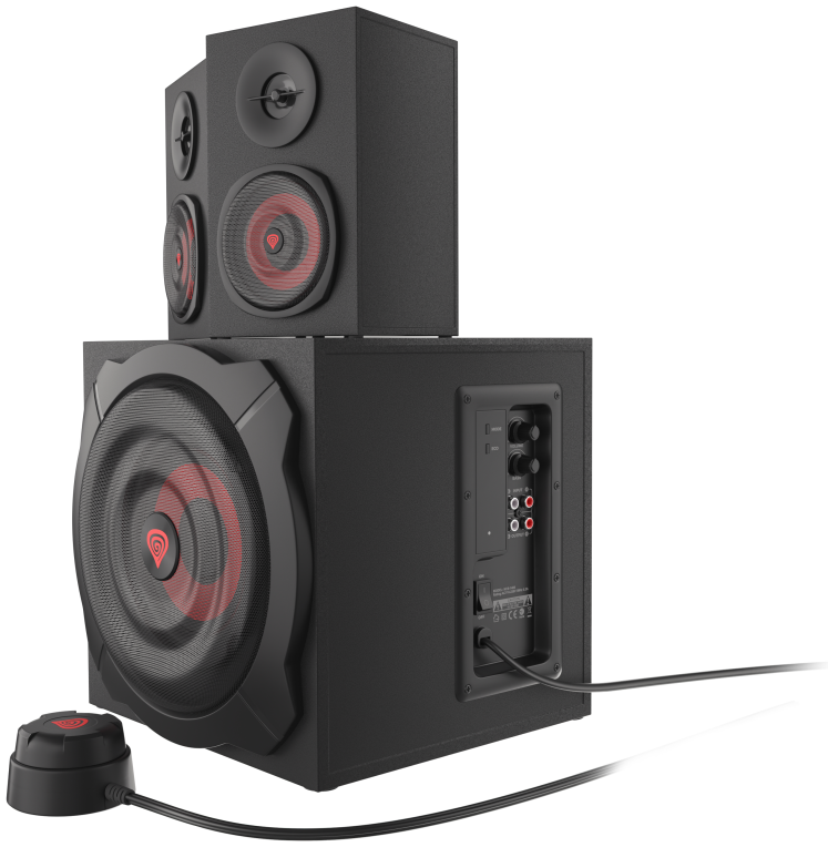 GENESIS Helium 610BT conjunto de altavoces 60 W PC/ordenador portátil Negro. Rojo 2.1 canales De 2 vías 30 W Bluetooth - detalle