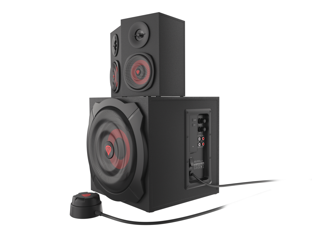 GENESIS Helium 610BT conjunto de altavoces 60 W PC/ordenador portátil Negro. Rojo 2.1 canales De 2 vías 30 W Bluetooth - detalle