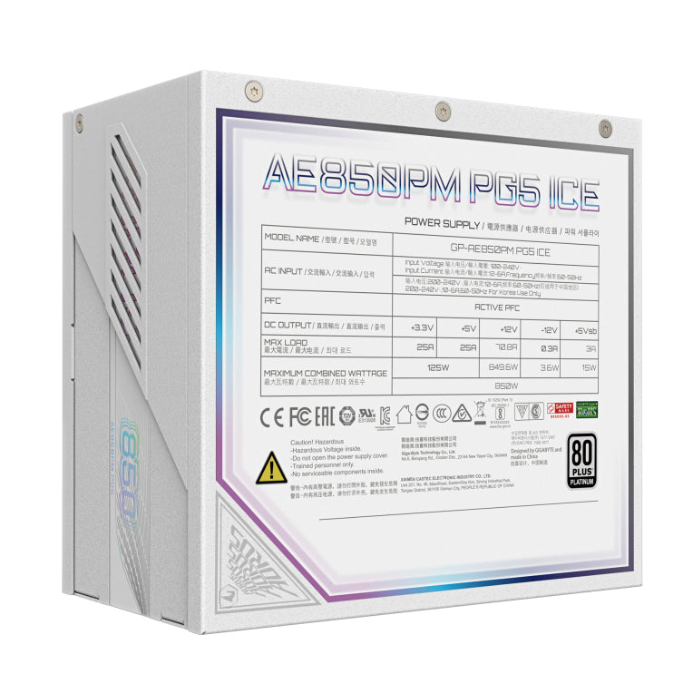 GIGABYTE AORUS ELITE P850W ICE unidad de fuente de alimentación 850 W 20+4 pin ATX Blanco