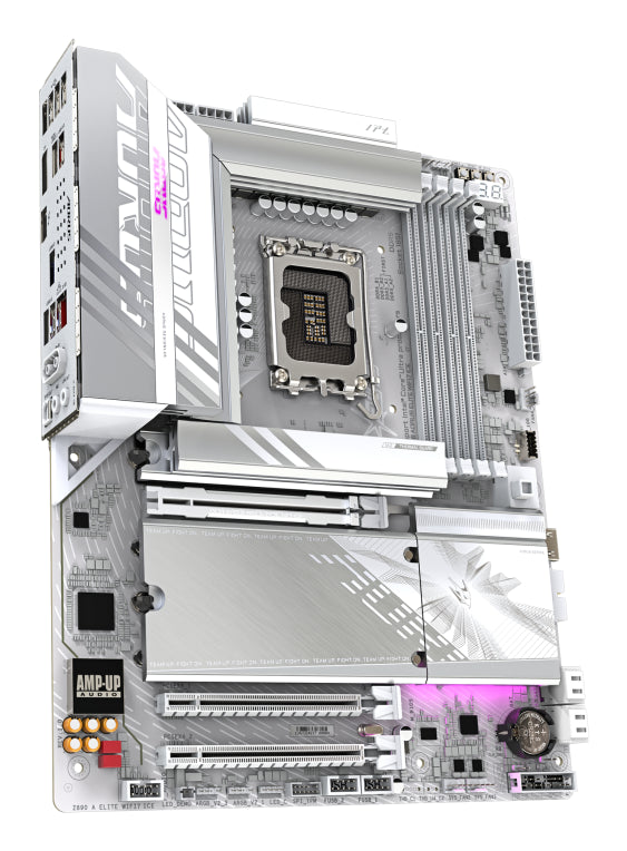 Placa base GIGABYTE Z890 AORUS ELITE WIFI7 ICE: compatible con CPU Intel Core Ultra (serie 2). VRM de 16+1+2 fases. DDR5 (OC) de ata 8800 MHz. 1 PCIe 5.0 + 3 PCIe 4.0. Wi-Fi 7. LAN de 2,5 GbE. Thunderbolt 4.