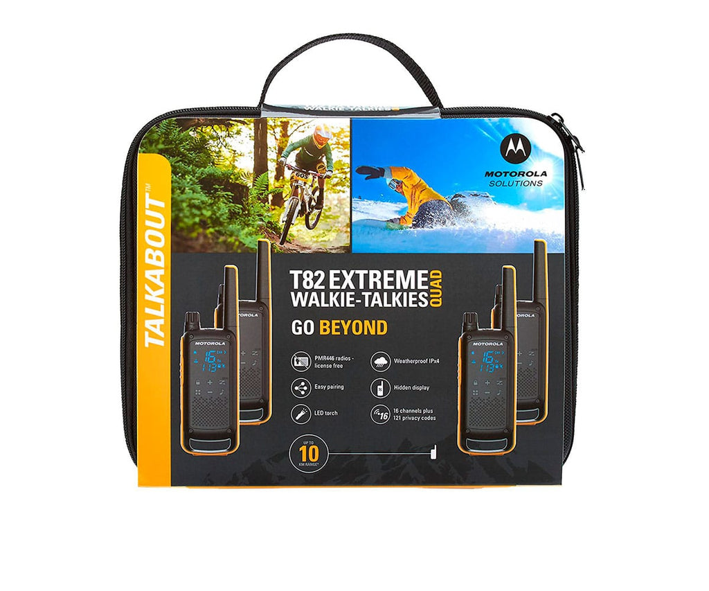 MOTOROLA T82 EXTREME AMARILLO / QUAD PACK WALKIE TALKIE - detalle