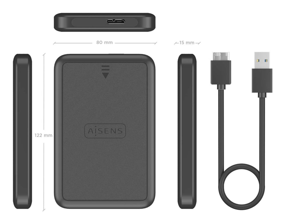 AISENS ASE-2519B caja para disco duro externo Carcasa de disco duro/SSD 2.5"