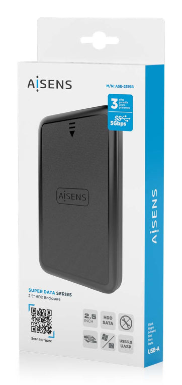 AISENS ASE-2519B caja para disco duro externo Carcasa de disco duro/SSD 2.5"