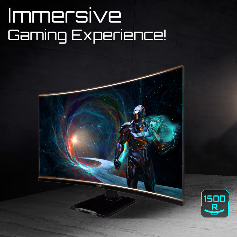 Monitor de xogos curvo QHD GIGABYTE GS32QCA de 31,5 polgadas: 2560 x 1440, 180 Hz, 1 ms, 250 cd/m², FreeSync, compatible con HDR, HDMI 2.0, DisplayPort 1.4