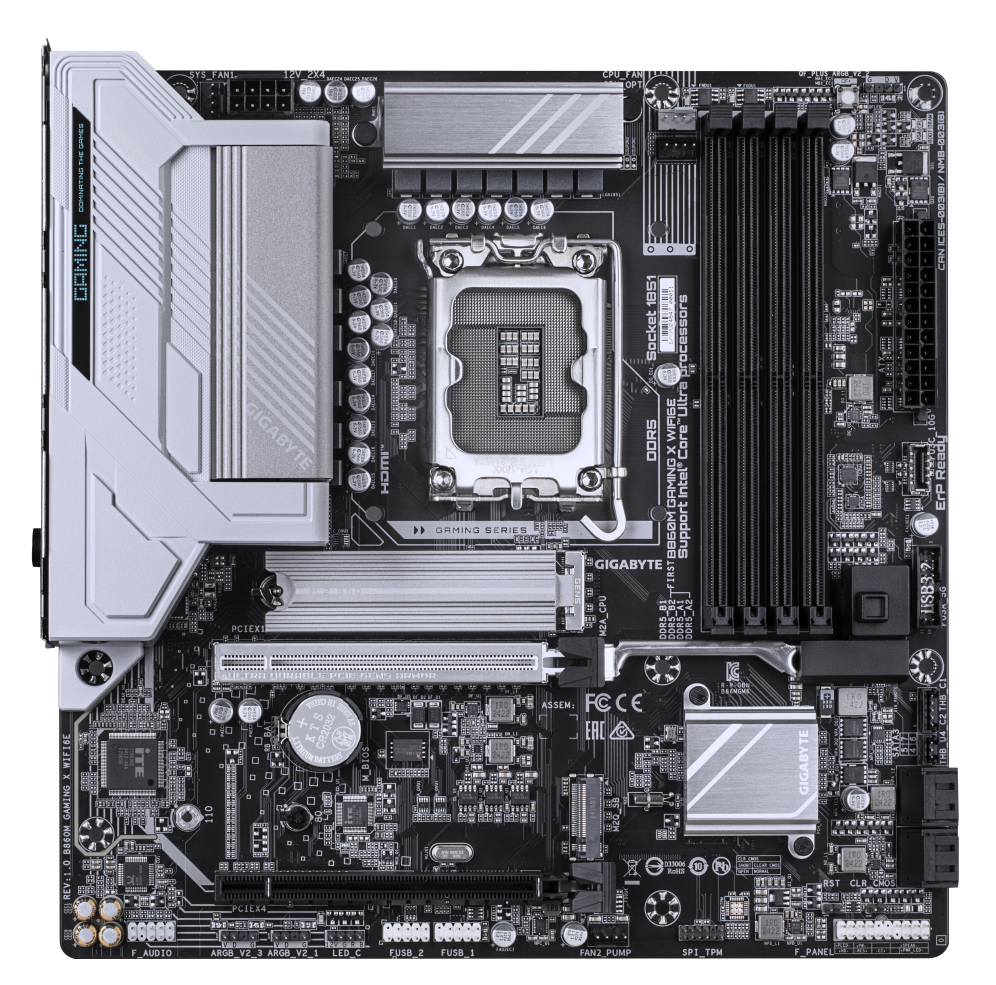 GIGABYTE B860M GAMING X WIFI6E Placa base - CPUs Intel Core Ultra. VRM de 8+1+2+2 fases. hasta 9200MHz DDR5. 1xPCIe 5.0 + 1xPCIe 4.0 M.2. LAN 2.5 GbE. WIFI 6E. USB 4 - detalle