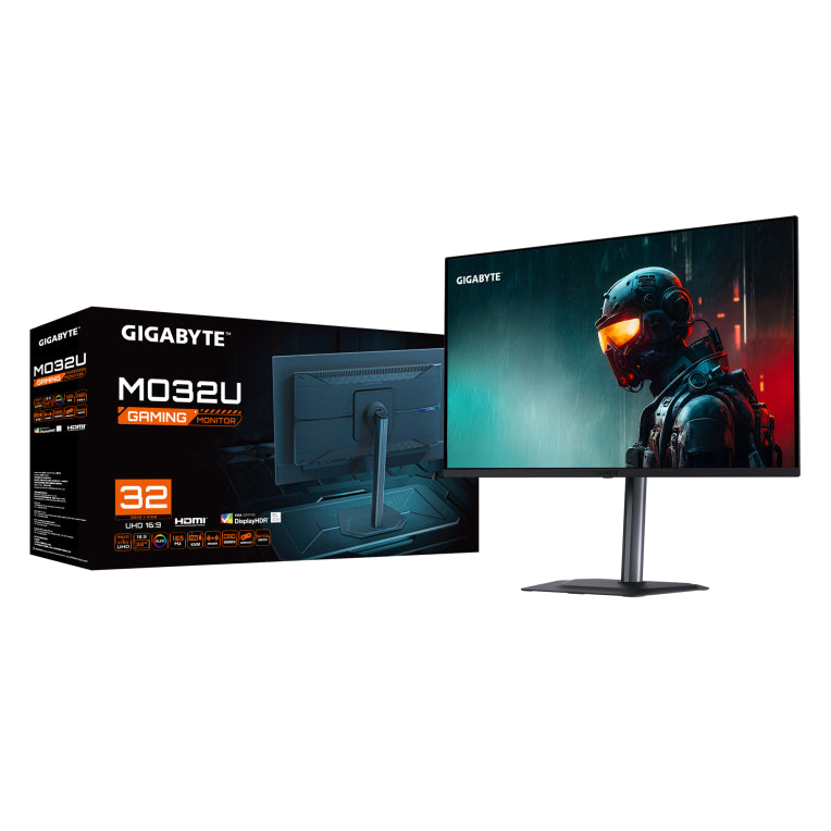 Monitor de xogos OLED GIGABYTE MO32U de 31,5 polgadas e 4K UHD: 3840 x 2160, 165 Hz, 0,03 ms, 250 cd/m², HDR True Black 400, HDMI 2.1, DisplayPort 1.4