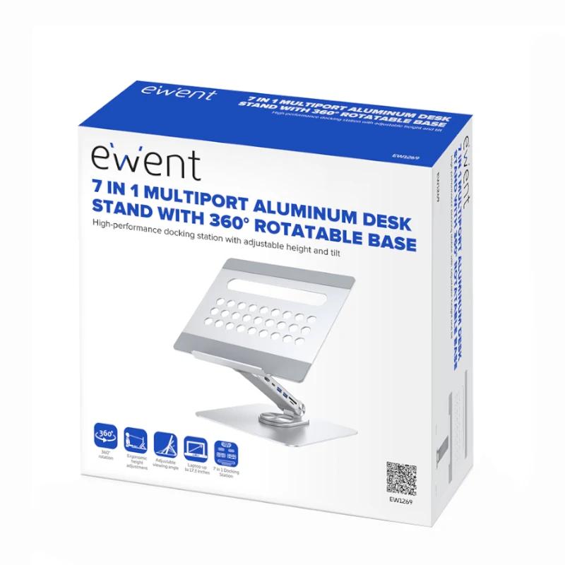 EWENT Soporte Giro 360º y DockingStation 7 en 1 - detalle