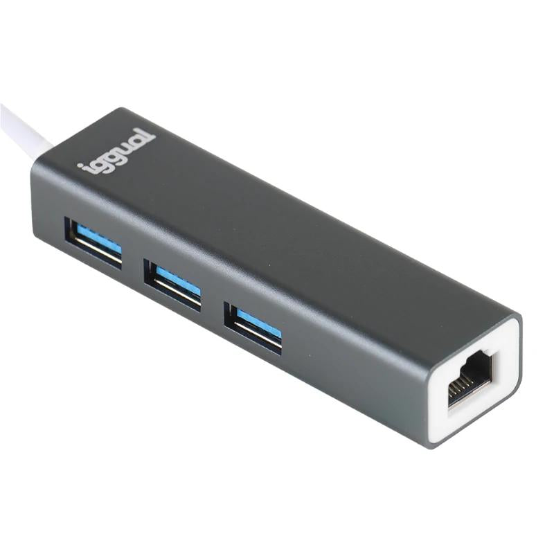 iggual Hub USB-A 3 puertos USB 3.0 + RJ45 Gigabit - detalle