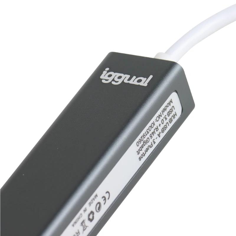 iggual Hub USB-A 3 puertos USB 3.0 + RJ45 Gigabit - detalle