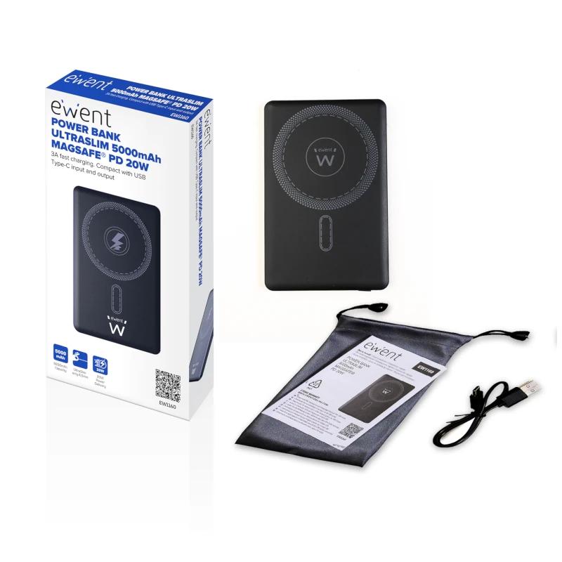 EWENT POWERBANK SLIM 5000mAh MagSafe PD 20W - detalle