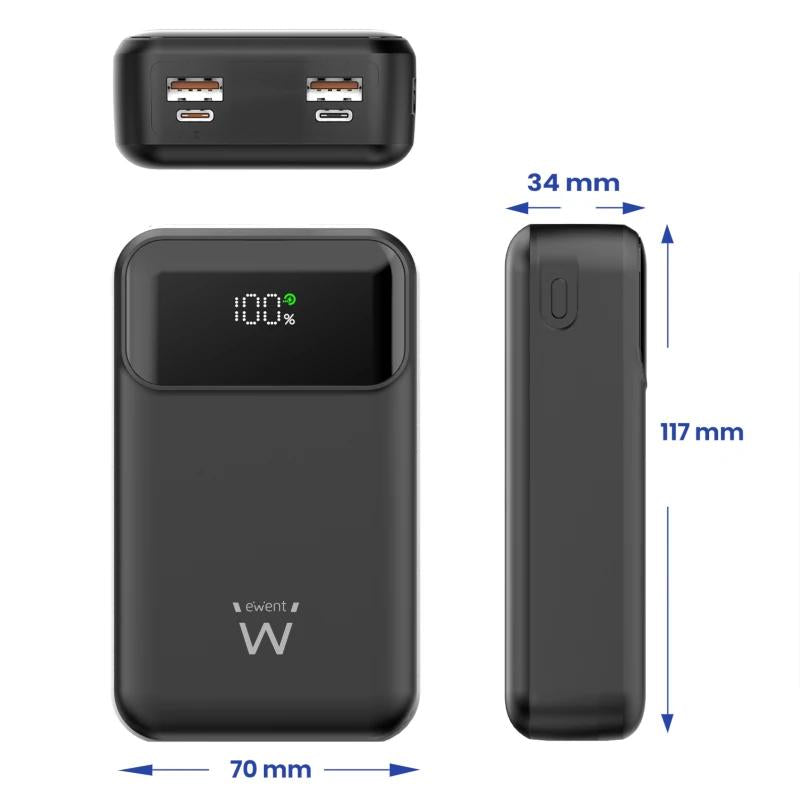 EWENT POWERBANK 65W, 20000mAh CARGA RÁPIDA