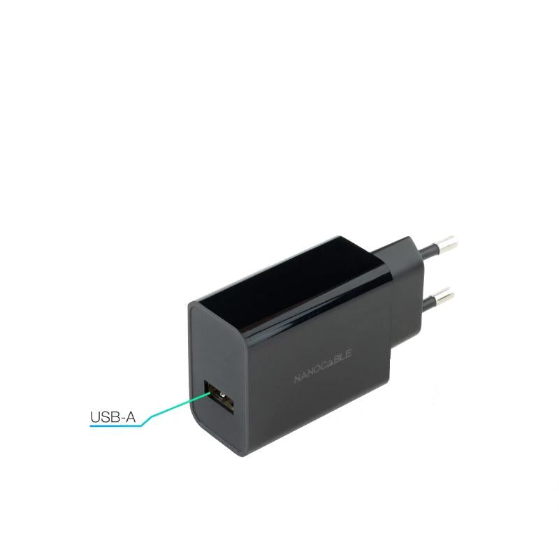 Nanocable Cargador 1 x USB 5V-2.1A Negro - detalle