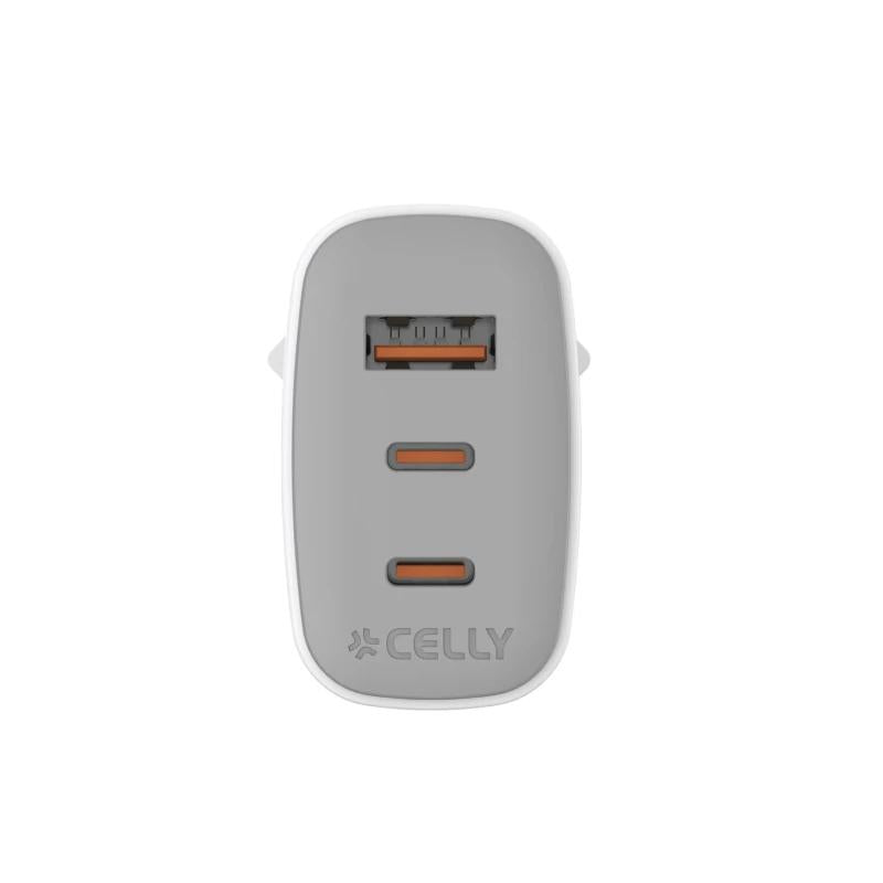 Celly Cargador Gan 1Usb 2Usb-C 65w WH