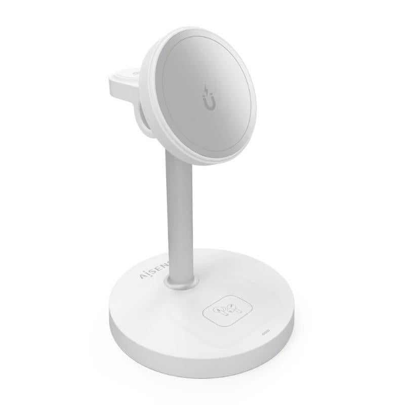 Aisens Cargador Inalámbrico USBC 15W 3 en 1 Blanco