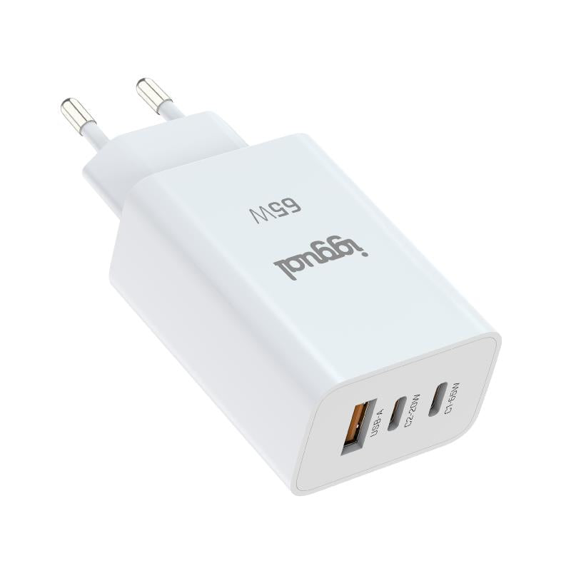iggual Cargador triple USB-A + 2 x tipo C GaN 65W - detalle