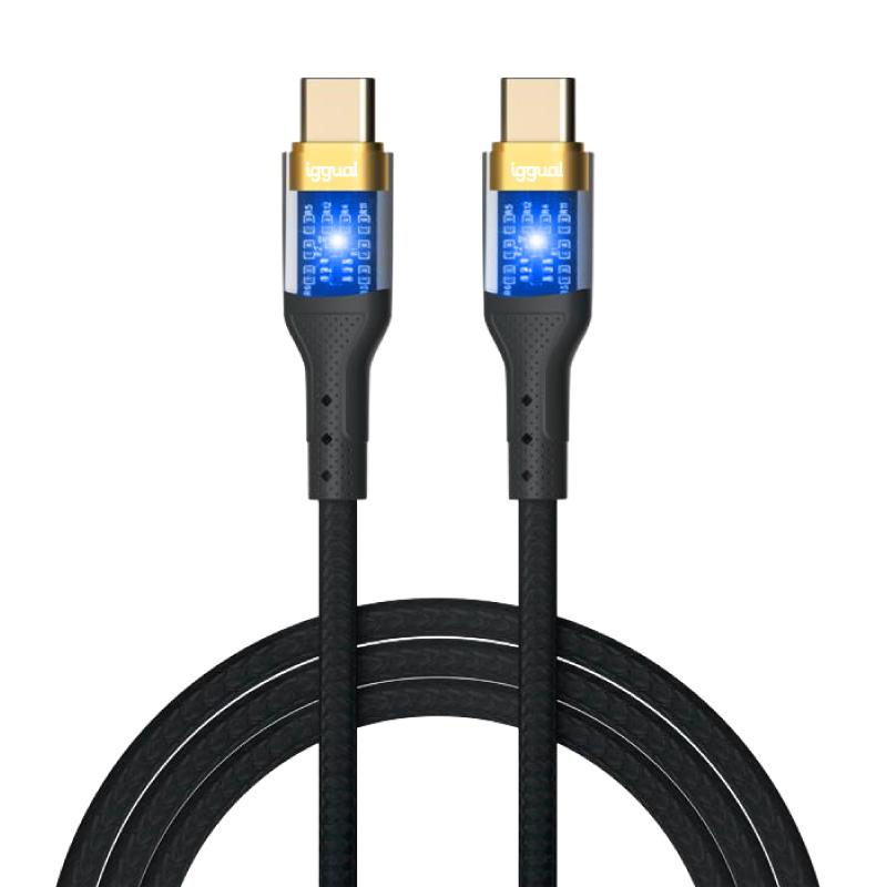 iggual Cable USB-C a tipo C 3A 100 cm trenzado LED - detalle