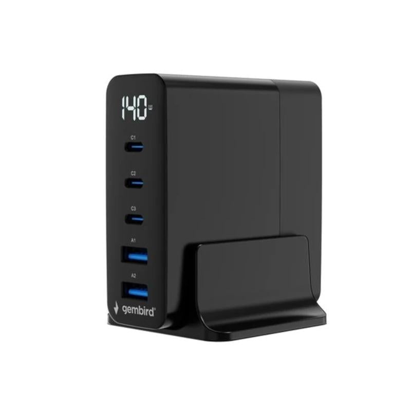 Gembird Cargador rápido USB GaN 5 puertos 140 W