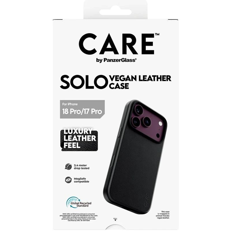 Care VeganLeatherCase Black MagSafe iP 18Pro 17Pro