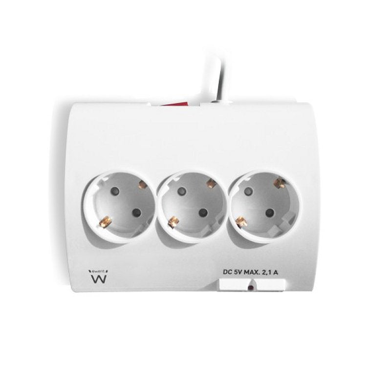 Regleta de alimentación EWENT EW3935 5 Schuko + 2 USB 2.1A