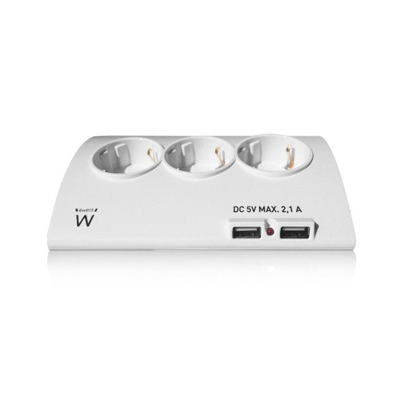 Regleta de alimentación EWENT EW3935 5 Schuko + 2 USB 2.1A