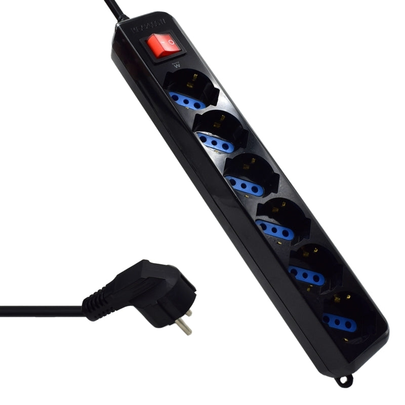 Ewent EW3924 Regleta 6 preses amb protecció Negre