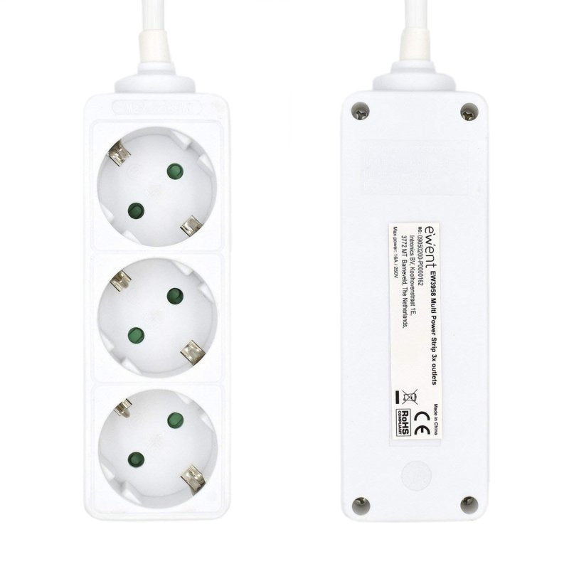 Ewent Ew3958 Regleta 3 tomas Blanco - detalle