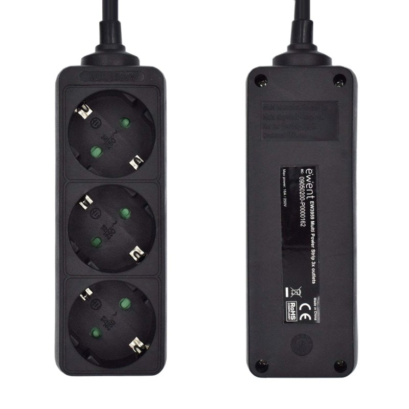 Ewent Ew3959 Regleta 3 tomas Negro - detalle