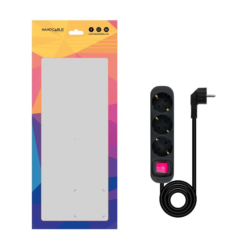 Nanocable Regleta 3 Tomas Interruptor Negro - detalle