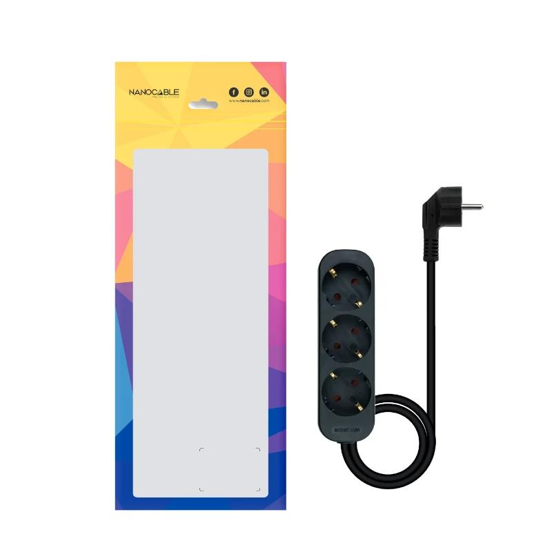 Nanocable Regleta de Enchufes 3 Tomas 1.4 m Negro - detalle