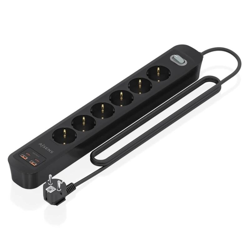 Aisens Regleta 6 tomas interruptor PD 2xUSBC 2xUSB