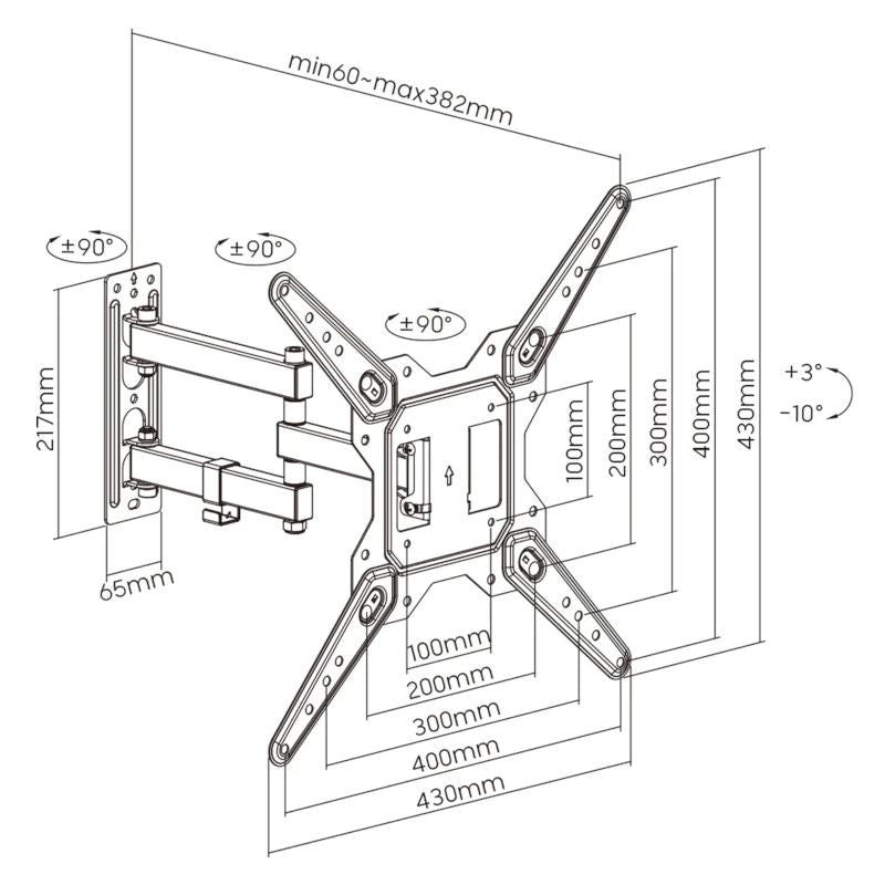 EWENT EW1525 Soporte pared TV ext 3 pivot 23-55"