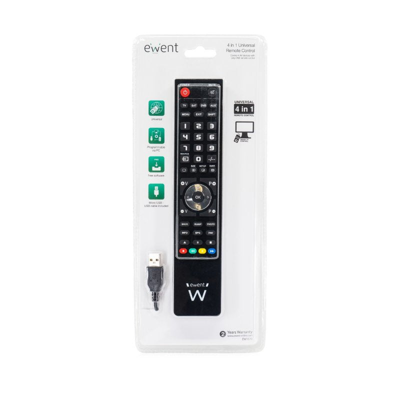 EWENT EW1570 Mando TV 4 en 1 programable x cable - detalle