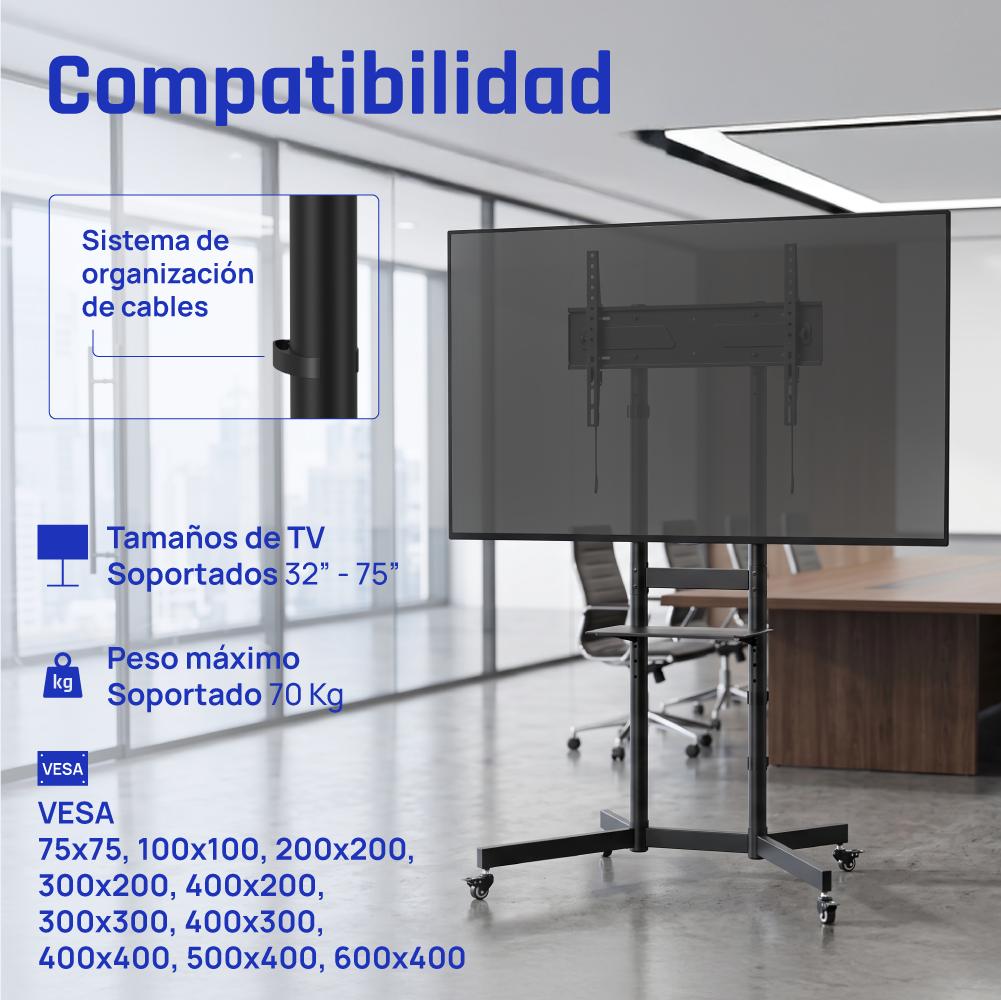 iggual SRTV75 Soporte TV suelo ruedas 32"-75" 70kg - detalle