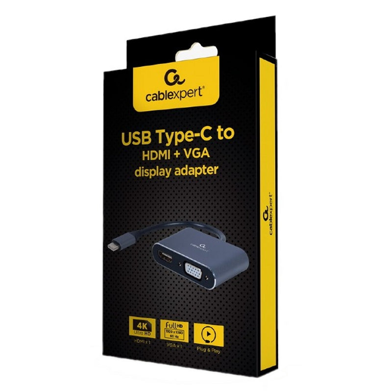 Gembird Adaptador USB Type-C a HDMI /VGA Gris - detalle