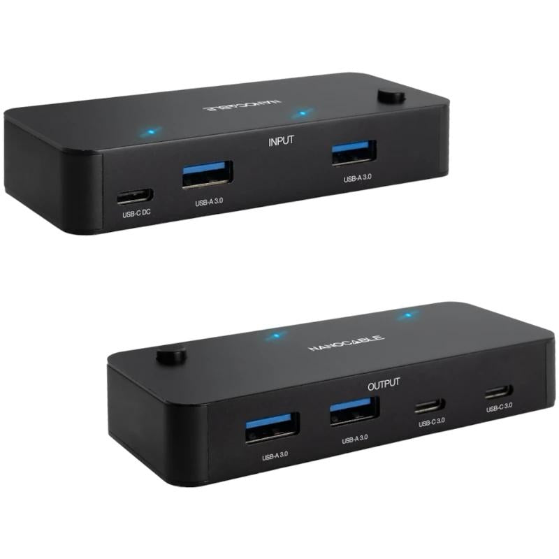 Nanocable Switch 2xUSB3.0+USB-C 5V A 2xUSB-A3.0 - detalle