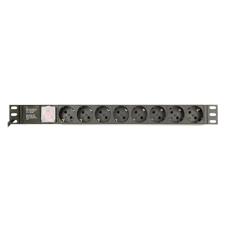 Gembird PDU, 8 tomas Schuko, 1U, 16A, cable de 3 m