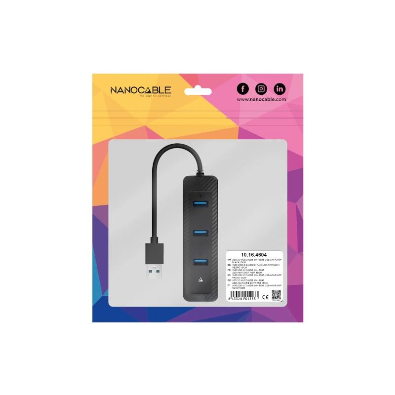 Nanocable Conversor USB 3.0 Ethernet + 3xUSB 3.0 - detalle