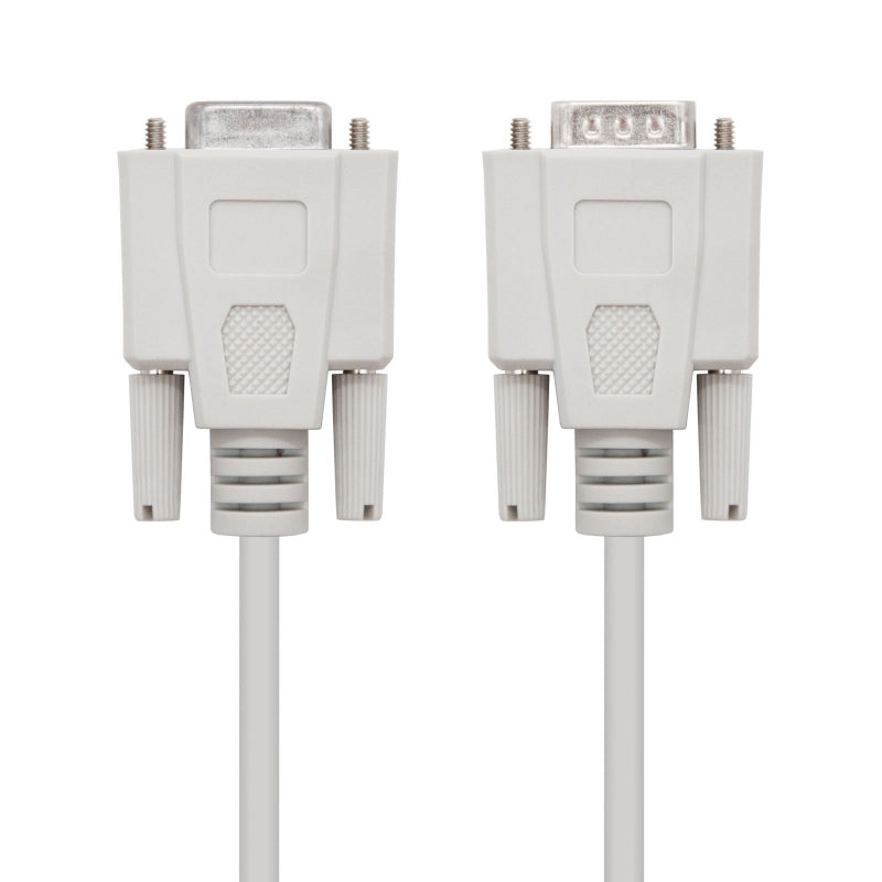 Nanocable Cable Serie RS232, DB9 M-H, Beige, 1.8m - detalle