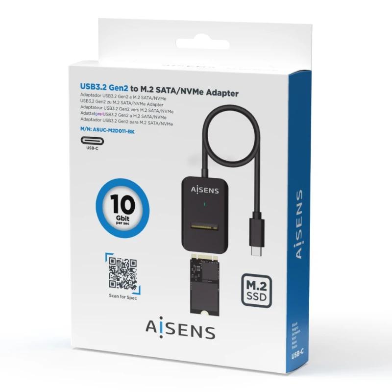 Aisens USB-C Dock M.2 Sata/Nvme-Usb3.1 Gen2 Negra - detalle