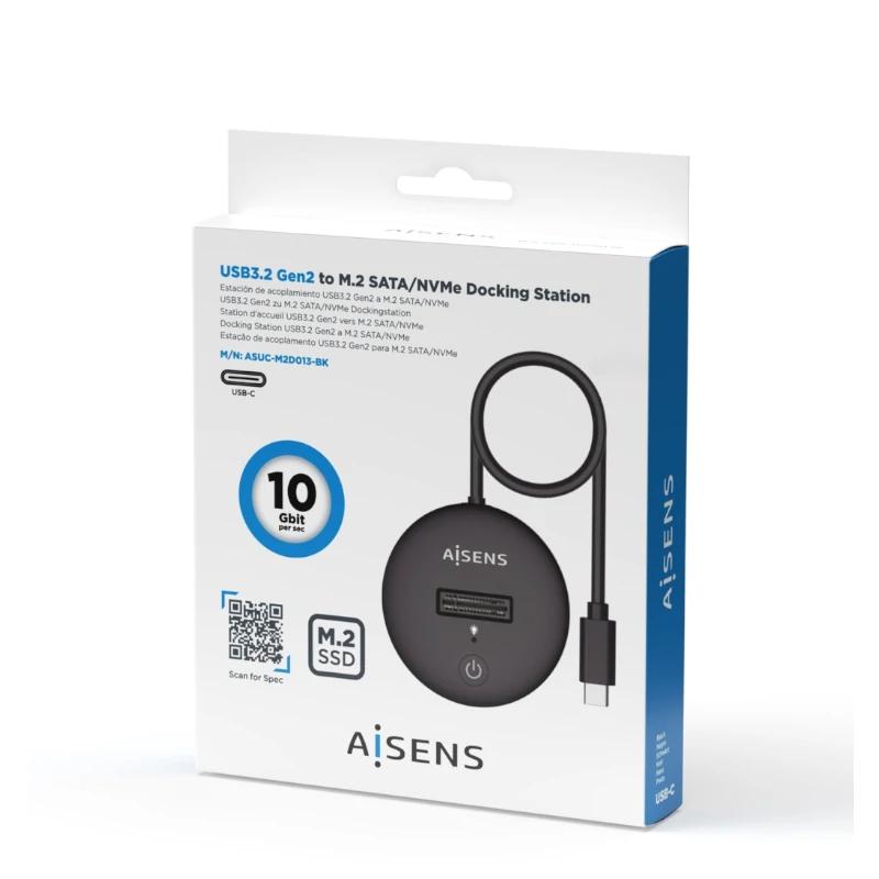 Aisens USB-C Dock M.2 Sata/Nvme-Usb3.1 Gen2 Negra - detalle