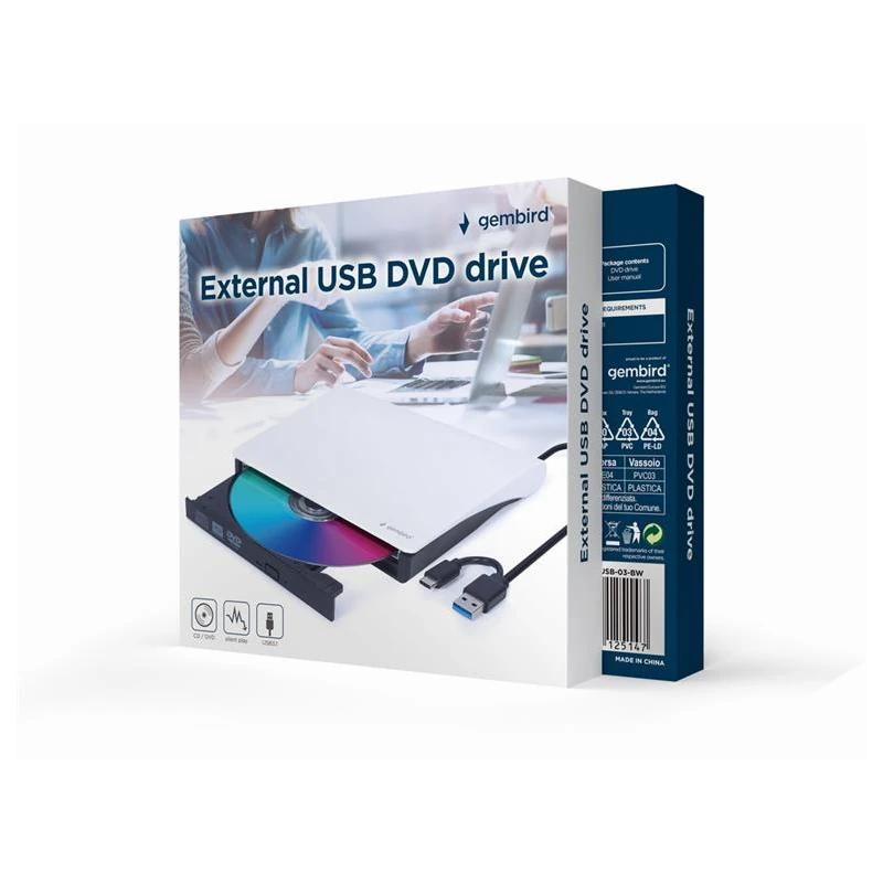 GEMBIRD Unidad de DVD USB externa Blanco - detalle