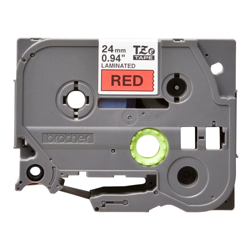 Brother TZe451 cinta laminada 24mm Negro/Rojo 8m - detalle