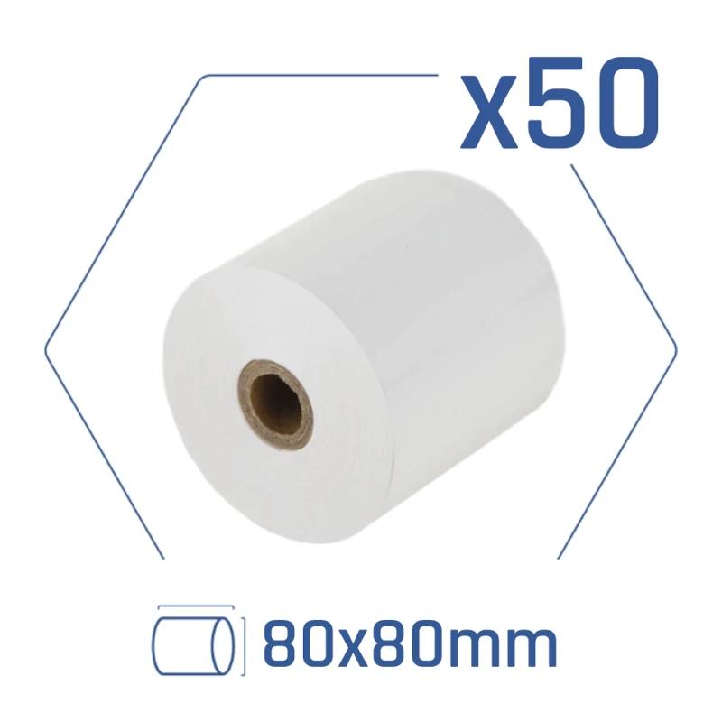 iggual Caja 50 rollos papel térmico sin BPA 80x80 - detalle