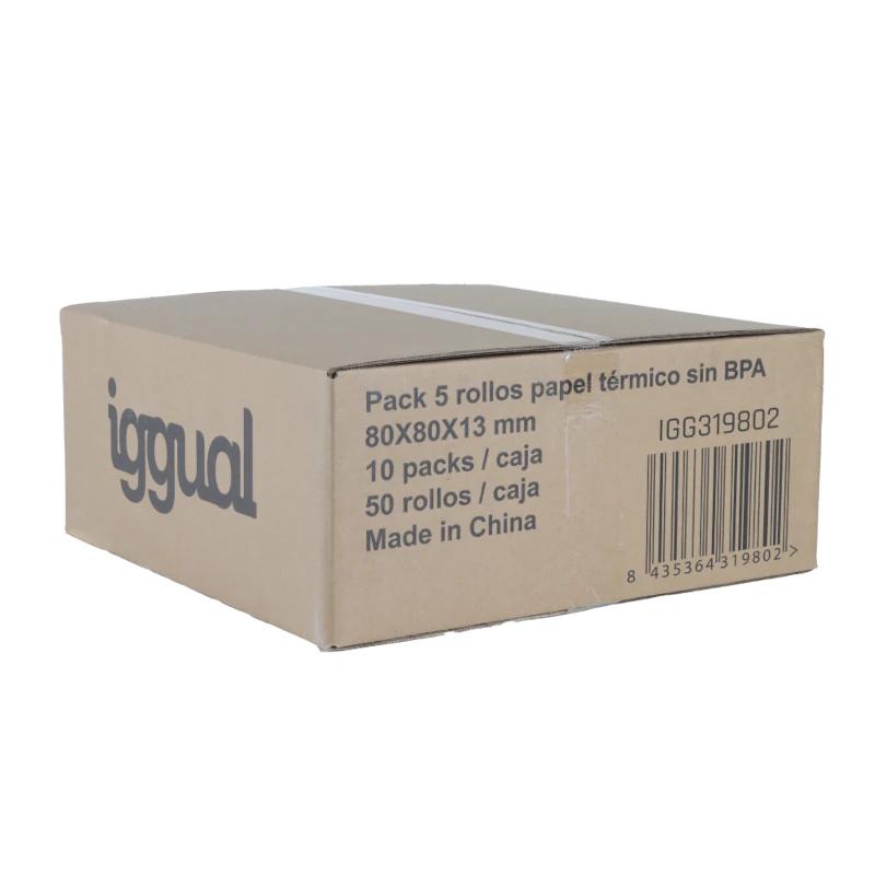 iggual Caja 50 rollos papel térmico sin BPA 80x80 - detalle
